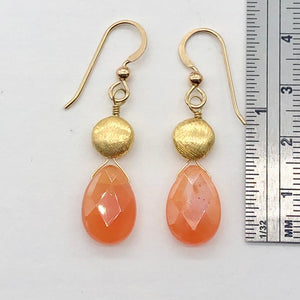 Botswana 14K Gold Filled Faceted Briolette Earrings | 1 3/4" Long | Peach |