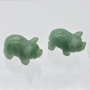 Oink 2 Carved Aventurine Pig Beads | 21x13x9.5mm | Green - PremiumBead Alternate Image 3