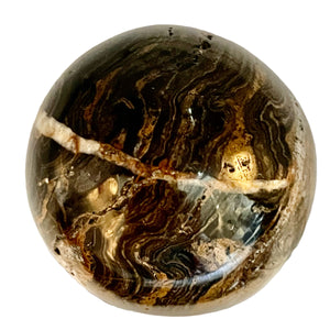 Stromatolite Scry Crystal Round Meditation Sphere | 45mm | Bronze/Black | 1 |