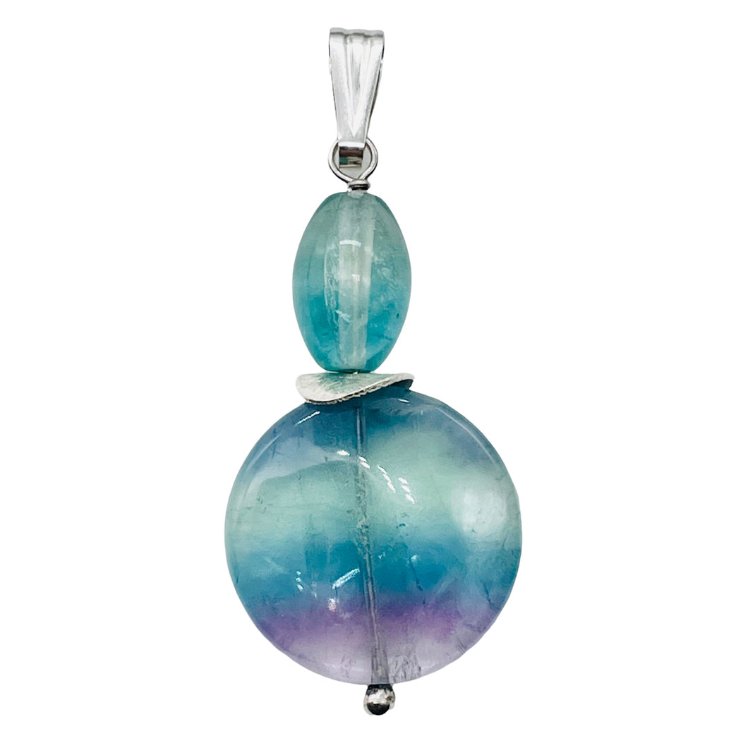Fluorite Sterling Silver Goddess Dangle Pendant | 2