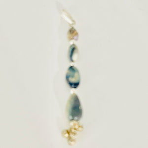 Opal Sterling Silver Drop | 2 1/4" Long | Blue Green Fire | 1 Pendant
