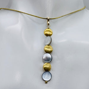 Mother of Pearl 14K Gold Filled Drop/Dangle | 2 1/4" Long | Rainbow | 1 Pendant|