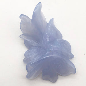 42cts Exquisitely Hand Carved Blue Chalcedony Flower Pendant Bead - PremiumBead Primary Image 1