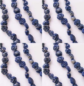 12 Hand Carved Blue Sodalite Rose Beads 10180AHS - PremiumBead Alternate Image 3