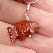 Load image into Gallery viewer, Jasper Koi Fish Pendant Necklace | Semi Precious Stone Jewelry|Silver Pendant - PremiumBead Alternate Image 2
