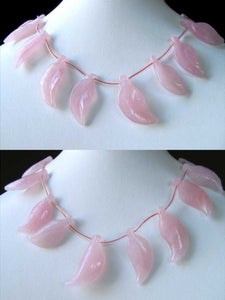 Carved Rose Quartz Leaf Briolette Bead Strand 110502A - PremiumBead Primary Image 1