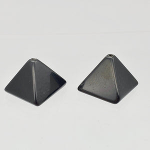 Shine 2 Hand Carved Obsidian Pyramid Beads, 17x17x16mm, Black 9289ON - PremiumBead Alternate Image 2