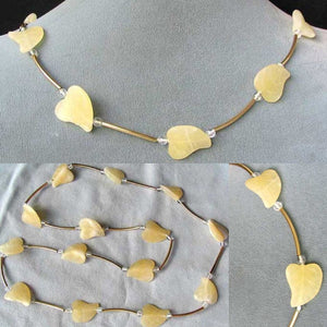 Unqiue Carved Yellow Jade Leaf and 14Kgf Necklace 6138 - PremiumBead Primary Image 1