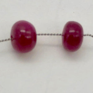 2 Gemmy Natural Ruby 5.25x3.5mm Smooth Roundel Beads | 2.5 carats|