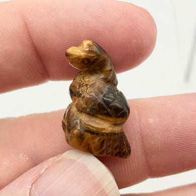 Charmer Carved Tiger's Eye Snake Figurine | 21x11x8mm | Golden - PremiumBead Primary Image 1
