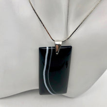 Load image into Gallery viewer, Sardonyx Agate &amp; Sterling Silver Pendant | 65x30x5mm | Black | Rectangle | - PremiumBead Alternate Image 8
