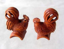 Load image into Gallery viewer, Rise &amp; Shine Carved Boxwood Rooster Ojime/Netsuke Bead | 31x20x16mm | Brown - PremiumBead Alternate Image 2
