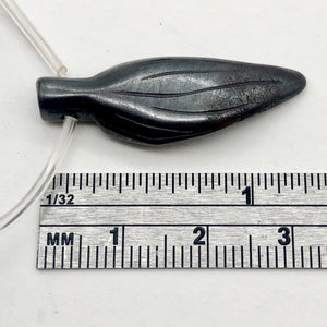 Hematite Carved Leaf Bead Strand | 30x12x4mm | Black | 13 Beads |