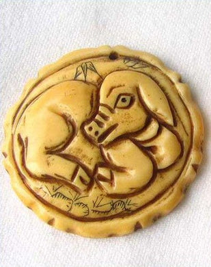 Carved Pig Boar Pendant Waterbuffalo Bone Bead 8632A2 - PremiumBead Primary Image 1