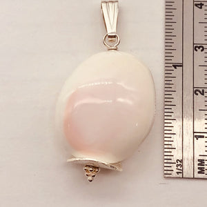 Pink Conch Shell Drop Sterling Silver Pendant | 1 1/2" Long |