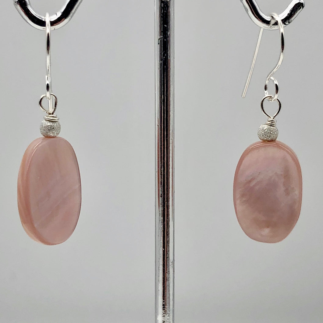 Beautiful Pink Mother of Pearl and Sterling Silver Earrings | 1 1/2