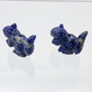 Nuts 2 Hand Carved Animal Sodalite Squirrel Beads | 22x15x10mm | Blue - PremiumBead Alternate Image 7