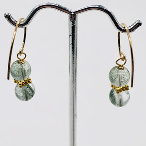 Sparkling Actinolite Quartz 14K Gold Filled Earrings | 1 1/4" long | 1 Pair |