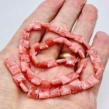 Load image into Gallery viewer, Natural Rhodochrosite 8mm Square Bead (25 Beads) 8 inch Strand
