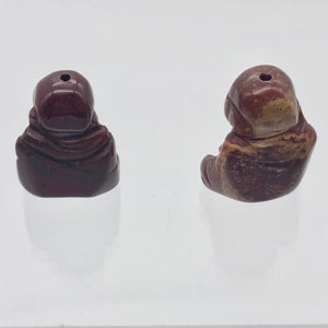 2 Hand Carved Brecciated Jasper Buddha Beads | 20x15x9mm | Red w/Brown and Grey - PremiumBead Alternate Image 9