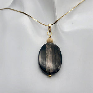 Hypersthene 14Kgf Pendant |1 3/4 inch long | Silver-black | Oval | 1 Pendant | - PremiumBead Alternate Image 7