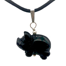 Load image into Gallery viewer, Black Obsidian Pig Pendant Necklace |Semi Precious Stone Jewelry|Silver Pendant|
