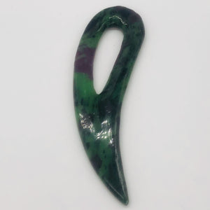 Ruby Zoisite Gemstone Comma Pendant | 94x28x6mm | Green/Red | 1 Pendant |