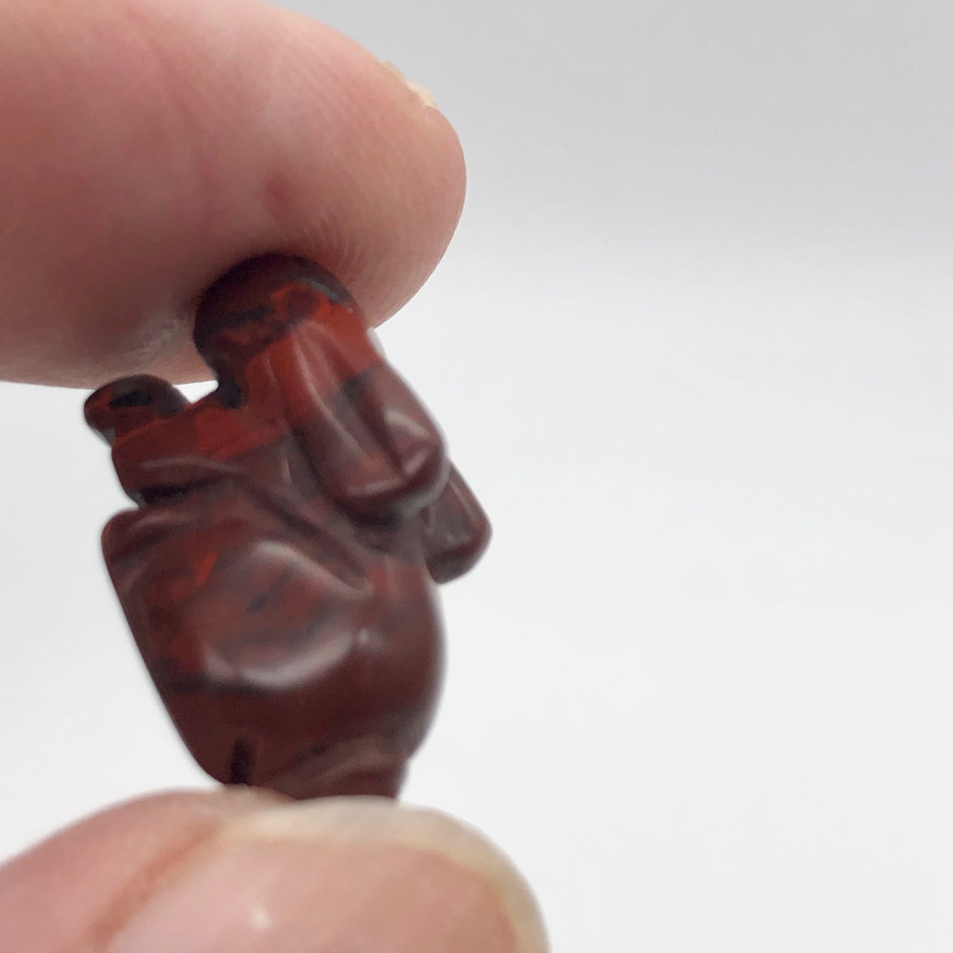 Hoppity Hand Carved Breciated Jasper Bunny Rabbit Figurine | 21x11x8mm | Red - PremiumBead Primary Image 1