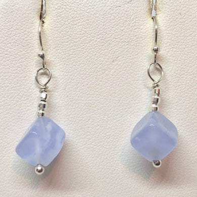 Blue Chalcedony Cubes and Sterling Silver Earrings 309231A - PremiumBead Primary Image 1