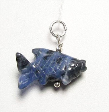 Swimmin'! Sodalite Fish Koi Sterling Silver Pendant 509265SDL1 - PremiumBead Primary Image 1