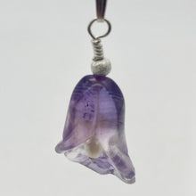 Load image into Gallery viewer, Lily! Natural Hand Carved Amethyst Flower Sterling Silver Pendant - PremiumBead Alternate Image 2
