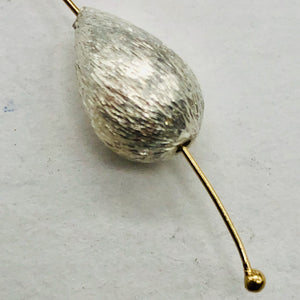 Designer Brushed Sterling Silver Teardrop Bead 10337