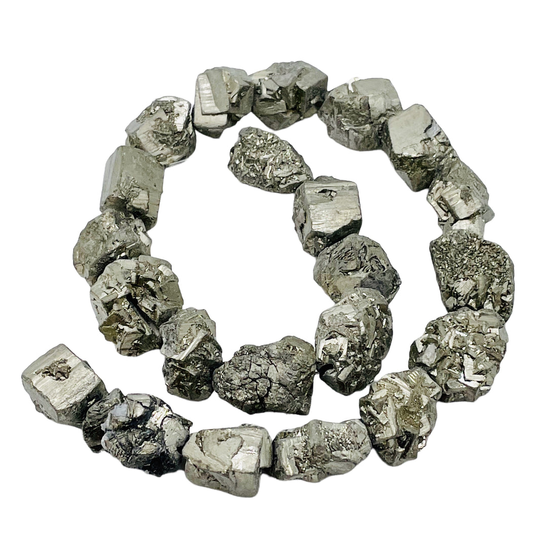 Pyrite Crystals | 24x19x12 to 15x15x14 | Silver Gold | 22 Beads
