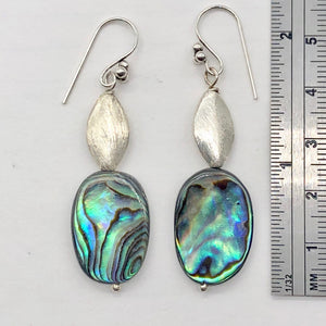 Abalone Sterling Silver Drop Earrings | 2 1/4" Long | Blue | 1 Pair Earrings |
