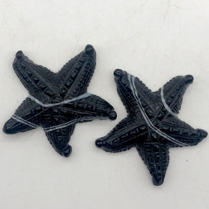 Stunning! Carved Sardonyx Starfish Pendant Bead | 60x9mm | Black/White | - PremiumBead Alternate Image 3