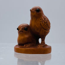 Load image into Gallery viewer, Boxwood Love Bird Birds Ojime/Netsuke Bead | 25x22x18mm | Brown

