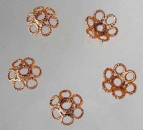 5 Stunning 22K Rose Gold Over Solid Copper 11.5mm Bead Caps 006958 - PremiumBead Primary Image 1