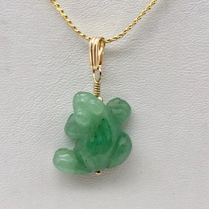 Aventurine Frog Pendant Necklace | Semi Precious Stone Jewelry | 14k Pendant - PremiumBead Alternate Image 5