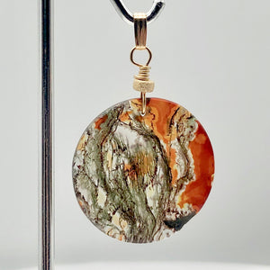 Limbcast Round 14K Gold Filled Pendant | 1.5" Long | Green Clear Orange |