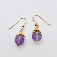 Load image into Gallery viewer, Royal Natural Amethyst 22K Gold Over Solid Sterling Earrings 310453A1x - PremiumBead Alternate Image 8
