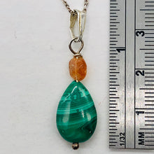 Load image into Gallery viewer, Pink Topaz and Malachite Sterling Silver Pendant | 1 3/8&quot; Long | Green/Pink | 1|
