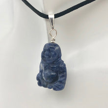 Load image into Gallery viewer, Namaste Hand Carved Sodalite Buddha and Sterling Silver Pendant, 1.5&quot; Long - PremiumBead Primary Image 1
