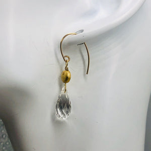 Facetted Quartz 14K Gold Filled Briolette Earrings | 1 1/2" Long | Clear | 1 |