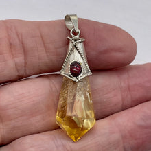 Load image into Gallery viewer, Carved Topaz Ruby Sterling Silver Pendant | 1 3/4&quot; Long | Golden Red | 1 Pendant
