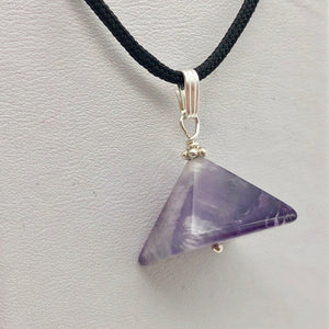 Contemplation Amethyst Pyramid Sterling Silver Pendant | 1 3/8" Long |Purple | - PremiumBead Alternate Image 2
