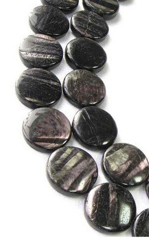 2 Shimmer Sexy Hypersthene 20mm Coin Beads for Jewelry Making 8988 - PremiumBead Primary Image 1