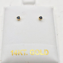 Load image into Gallery viewer, Blue Sapphire 14K Gold Earrings | 2mm| Blue | Stud | - PremiumBead Alternate Image 3
