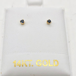 Blue Sapphire 14K Gold Earrings | 2mm| Blue | Stud | - PremiumBead Alternate Image 3