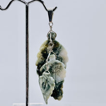 Load image into Gallery viewer, Ocean Jasper Leaf Sterling Silver Drop/Dangle Pendant | 3&quot; Long | Green/White |
