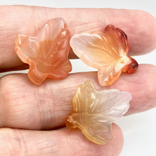 Load image into Gallery viewer, Chalcedony Mandarin Leaf Beads| 26x21x5mm to 27x23x5mm | Orange | Leaf | 3 bds | - PremiumBead Alternate Image 4

